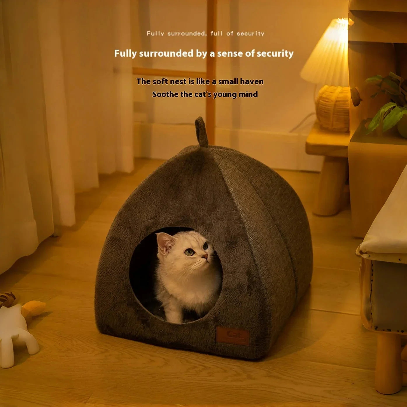 Triangle Cat Nest Closed Cat House Pet Nest Warm and Thickened Deep Sleep cat Nest Indoor Winter Warm Deep Sleep cat nest